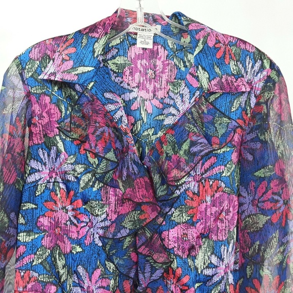 Notations Women's Long Sleeve Top Size S Sheer - Picture 2 of 5